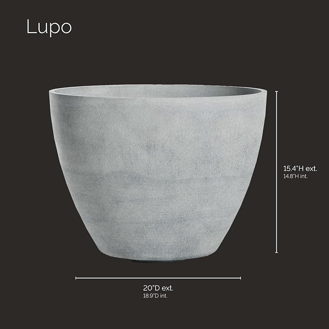 Lupo Tapered Indoor/Outdoor Planter, 20x15in Concrete Stone - Image 2