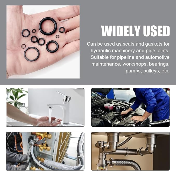 225PCS O-Ring Assortment Kit Set, 18 Sizes Rubber O Rings Sealing Gasket Washer - Image 6