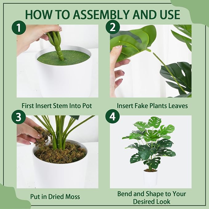 GTIDEA 2 Pcs Artificial Monstera Deliciosa Plants - Image 4