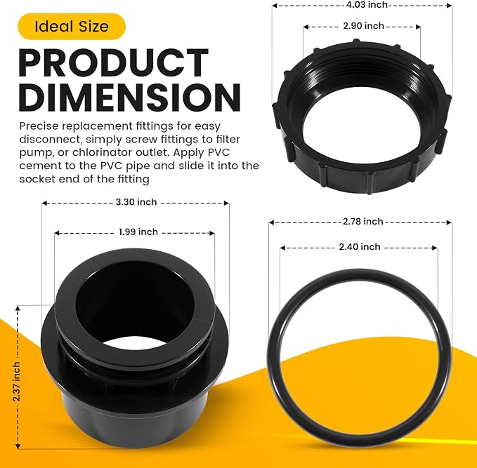2 Pack 270100 Black Pool Valve Adaptor Replacement Kit Fit - Image 7