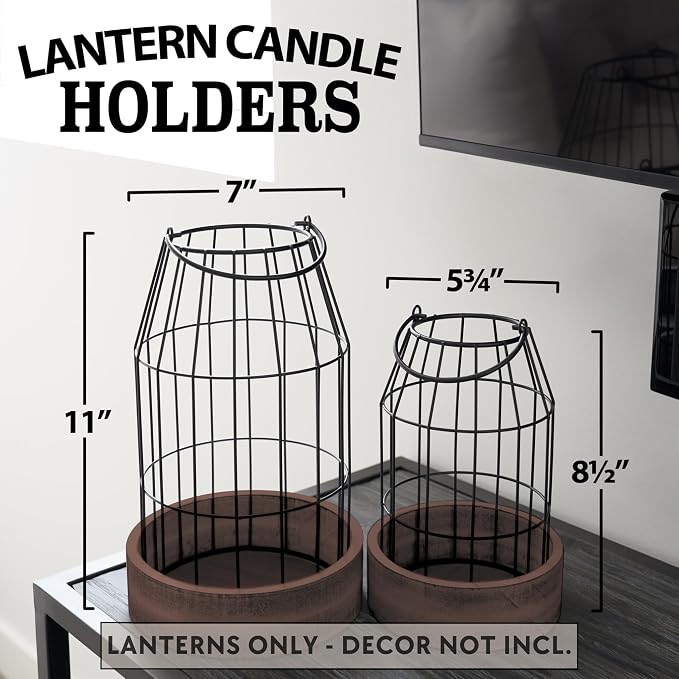 Rustic Farmhouse Lantern Decor Set of 2 - Image 5