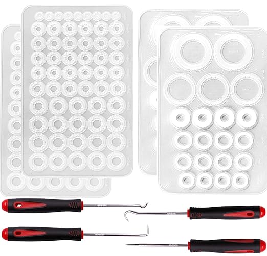 160 Pcs 16 Size Silicone Plumbing Flat Washers and O Ring Gasket Family Pack by Unknown