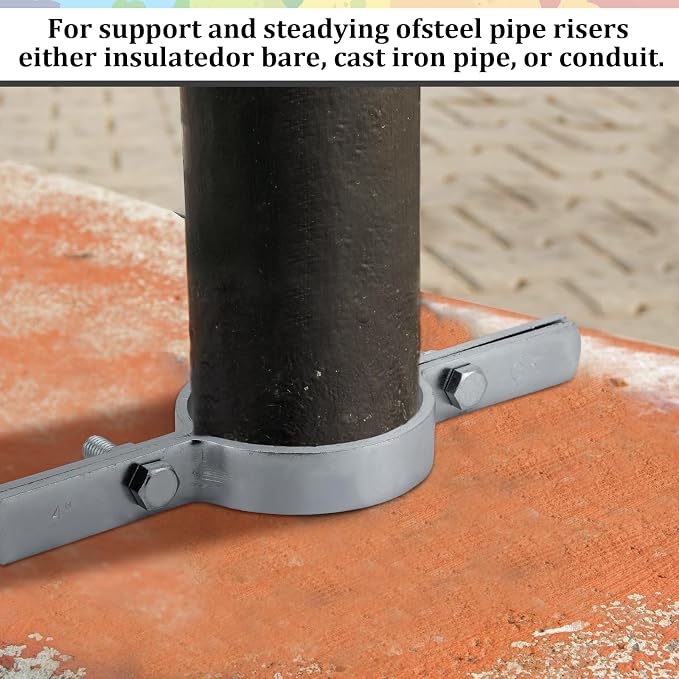 4 Pcs 4 Inch Pipe Riser Clamps Vertical Hanger Support, Galvanized Steel Rigid - Image 6