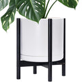 D'vine Dev Ceramic Pot with Ebony Wood Stand, 14 in, 55-B-S-1 | Mid-Century by DvineDevPlanterPotsandStand