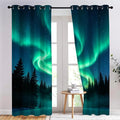 Aurora Forest Curtains for Bedroom Living Room, Deep Blue Night Sky Window by Unknown