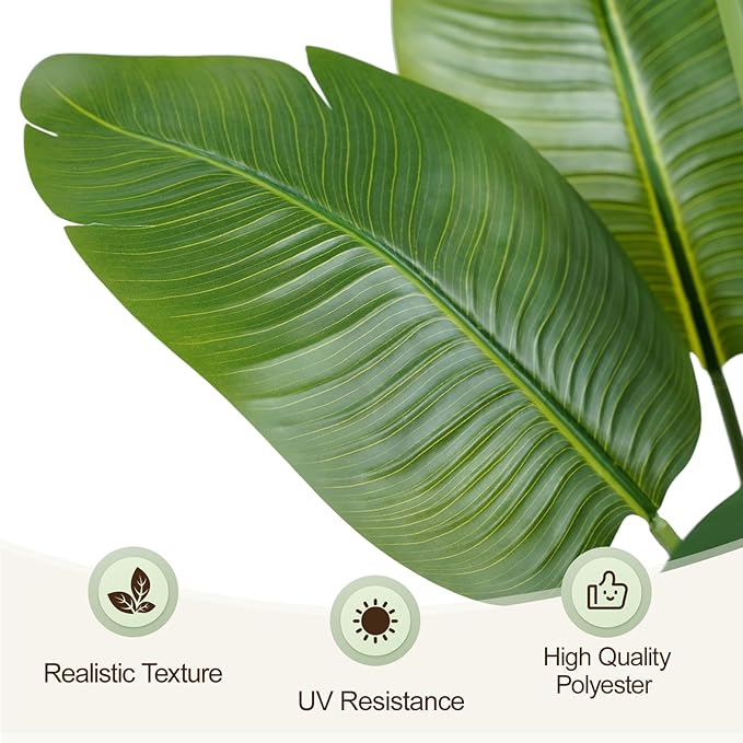 Lifelike Bird of Paradise Artificial Plant, 6ft Faux Banana Leaf Tree - Image 4
