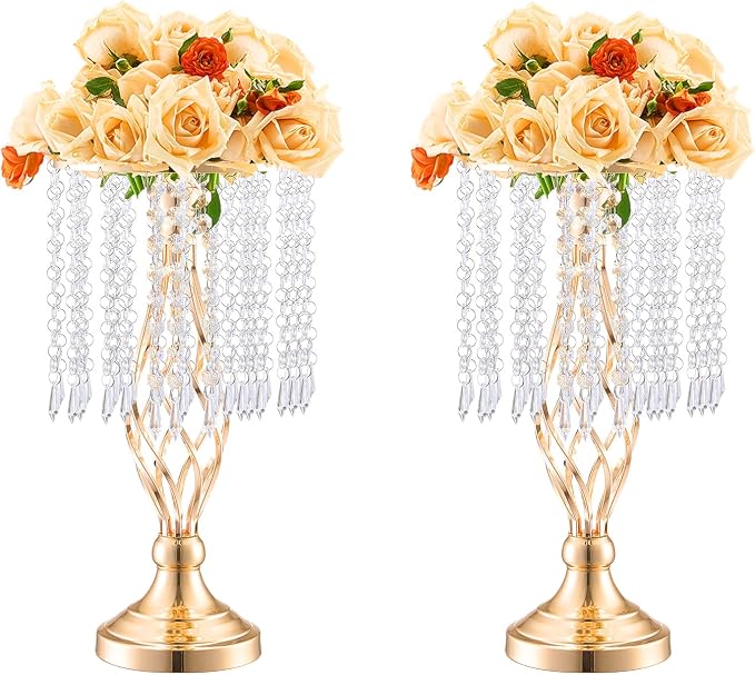 VEVOR 20PCS 43cm/16.9” Tall Crystal Wedding Flower Stand, Metal Wedding by VEVOR