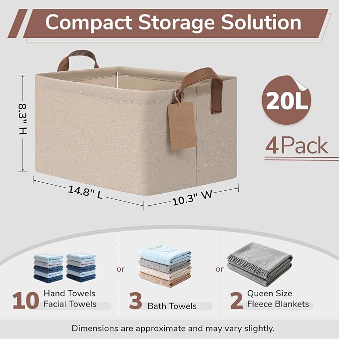 CHICVITA 4 Pack Fabric Storage Bins - Image 3
