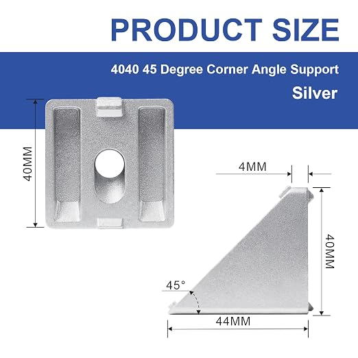 12pcs 4040 45 Degree Inside Corner Angle Support Bracket Silver | 40x40 - Image 2