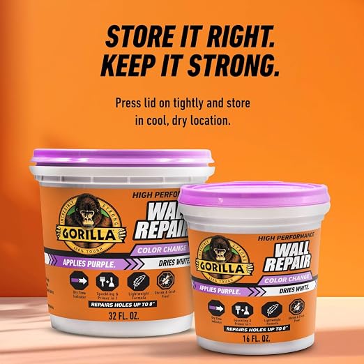 Gorilla High Performance Wall Repair, 32 oz Tub, Dries White | Spackling and - Image 7