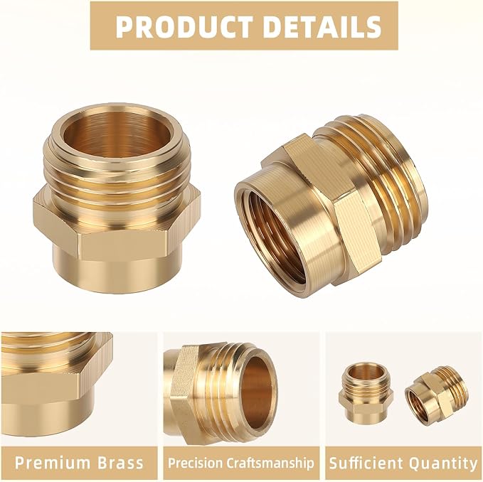 3pcs Garden Hose Adapter, 1/2" NPT Female to 3/4" GHT Male Hose Connector | - Image 4