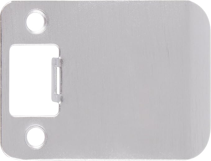 Round Corner Extended Lip Strike Plate, 2-1/4" x 2-1/2", Satin Chrome by StoneHarborHardware