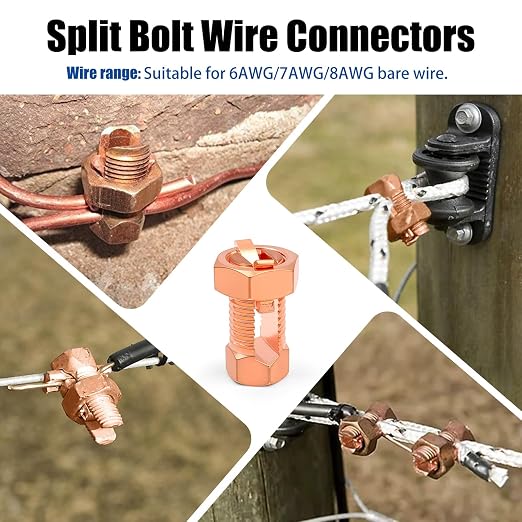 20 Pack Split Bolt Connectors for Electric Fence & Ground Wire, Brass | - Image 3