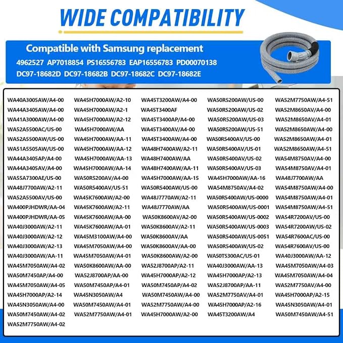 DC97-18682D DC97-18682C Washing Machine Drain Hose | Compatible - Image 7