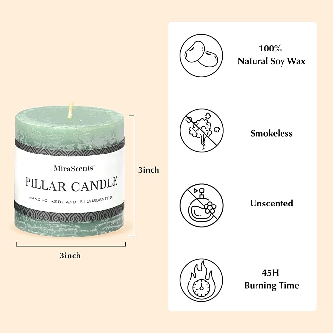 3x3 Inch Sage Green Pillar Candles - Image 4