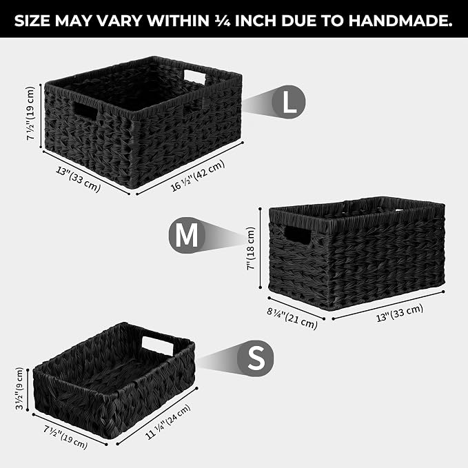 GRANNY SAYS Storage Baskets for Organizing, Waterproof Black Basket, Large - Image 2