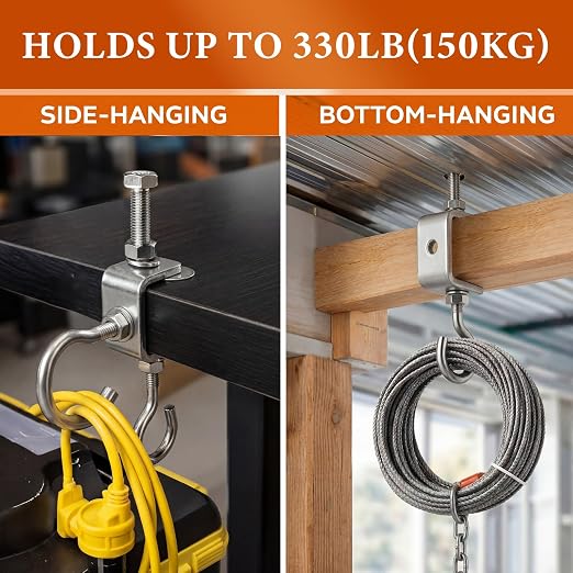 6 Pack C Clamp with J Hook, 1 Inch Heavy Duty Beam Clamp Hanger, 304 Stainless - Image 5