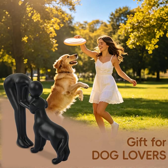 Abstract Person and Dog Sculpture Head-to-Head Figurine Black | abstract - Image 7