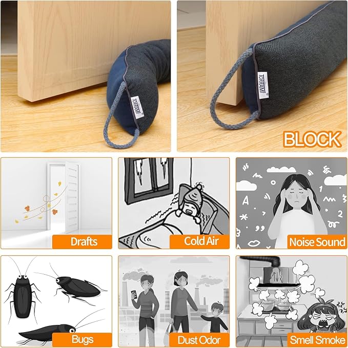 TORRAMI 30" Door Draft Stopper Under Bottom Insulation Noise Air Stopper 2.07LB - Image 5