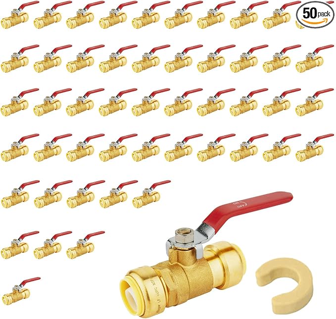 3/4" Ball Valves, 50 Pack Push Fit Shut Off Valves by Unknown
