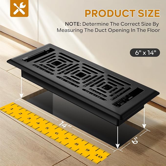 14x6 Vent Cover, Heavy Duty Steel Walkable Floor Vents, Adjustable Decorative - Image 2