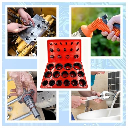 30 Size 382 Pcs Universal Metric SAE AS568 Nitrile Rubber O Ring Assortment Kit - Image 9