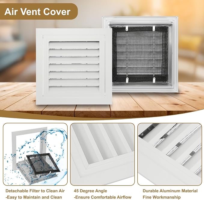 PATIKIL 12" x 12" Aluminum Return Grille, Return Air Vent Cover Linear Bar - Image 3