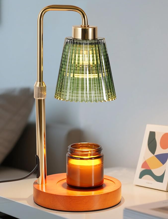 Green Candle Warmer Lamp with 24h Cycle Timer, Dimmable Wax Melt Warmer | 24h by GODONLIF