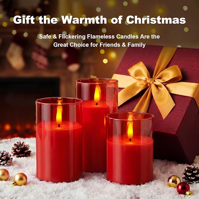 Amagic Red Glass Flameless LED Candles Battery Operated - Image 6