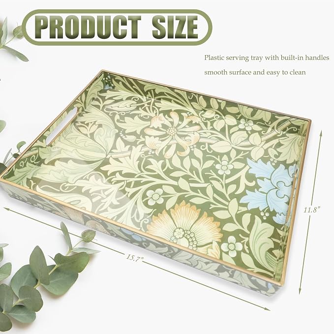 Spsyrine Serving Tray with Handles, Plastic Decorative Tray - Image 3