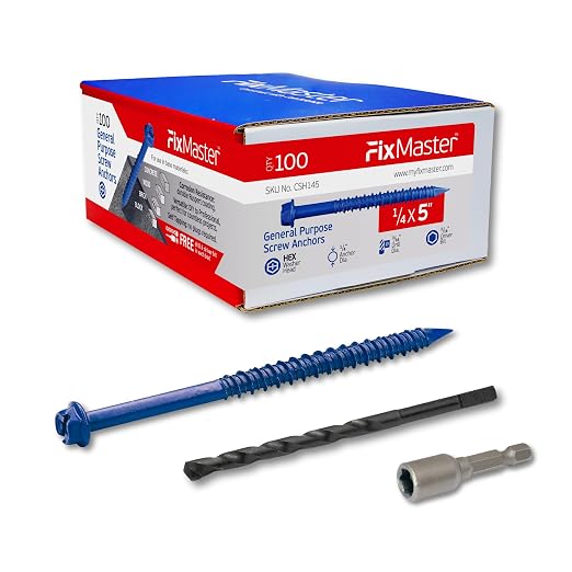 1/4 x 5" Hex Head Blue Concrete Screw Anchors by Unknown