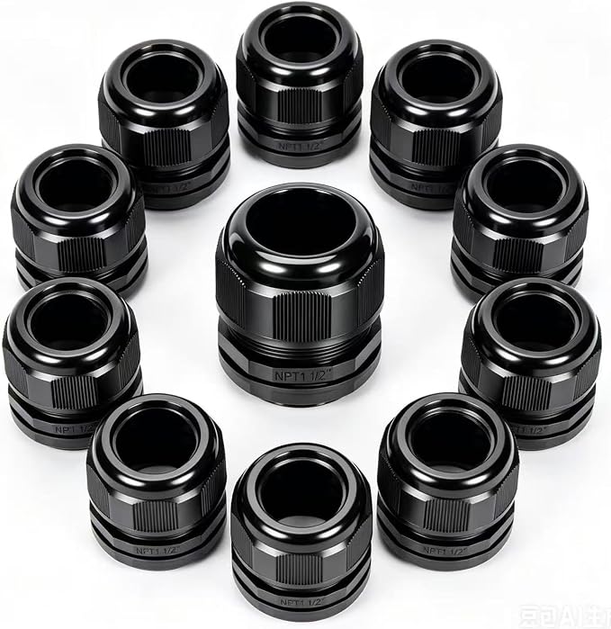 QILIPSU 10pcs 1-1/2" NPT Cable Gland Waterproof IP68 Nylon Cable Pass Through by QILIPSU