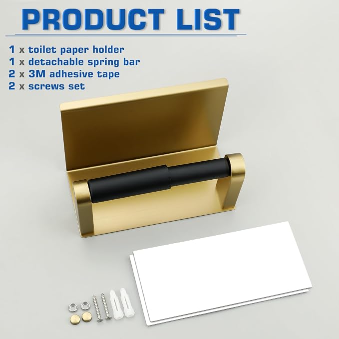 Alise Toilet Paper Holder with Shelf Wall Mount Adhesive or Screw in - Image 8