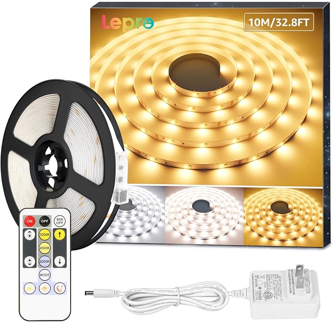 Lepro LED Tunable White Strip Light, Warm to Cool White, 32.8ft Dimmable Bright by Lepro