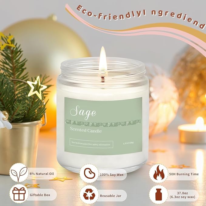 Scented Candles Gift Set for Women, Sandalwood Rose & Eucalyptus Mint. 42 oz - Image 6