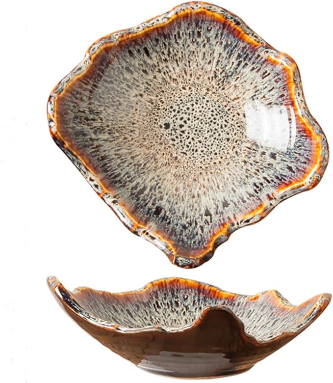 8" Small Ceramic Decorative Bowl 1 Pice – Irregular Rim Reactive Glaze Candy by Amitofo