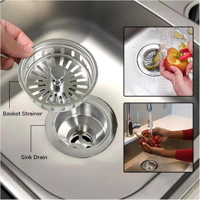 Highcraft Heavy Duty Kitchen Sink Drain Assembly 3-1/2 Inch Stainless Steel - Image 4