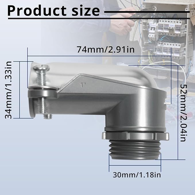 2 PCS 90°Squeeze Connectors, 1 Inch Flexible Metallic Conduit Fitting - Image 2