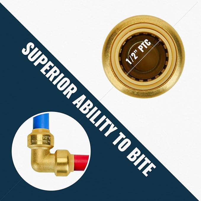 Push-to-Connect Fitting 1/2 Inch, 5 Each Coupling & Elbow, Plumbing Fittings Set - Image 7
