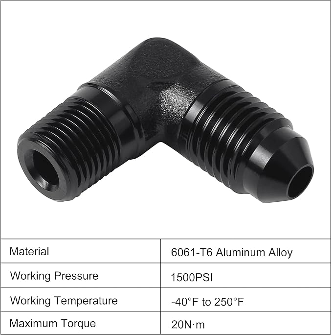 EVIL ENERGY 4AN to 1/8" NPT Male 90 Degree Fitting Adapter Aluminum 2PCS - Image 3