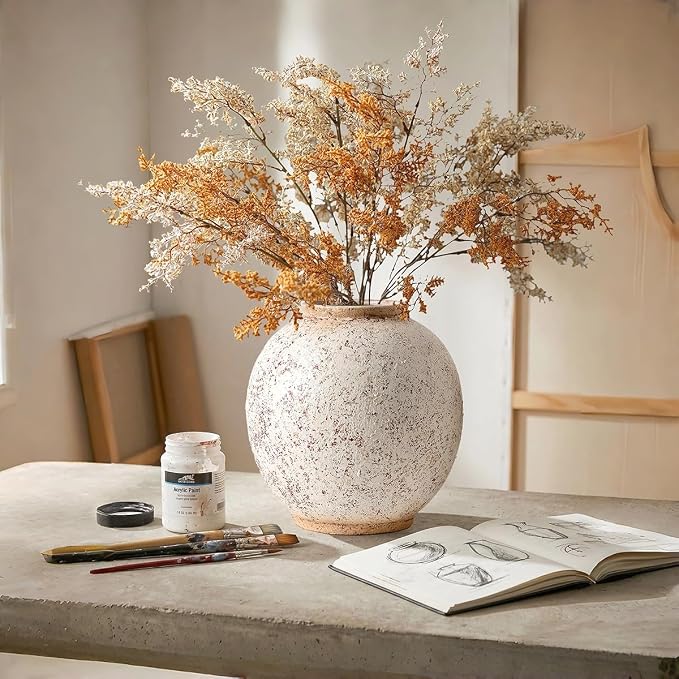 Large Ceramic Vase, 10.8" H, Round & Tall, Indoor Table Living Room Decor - Image 6