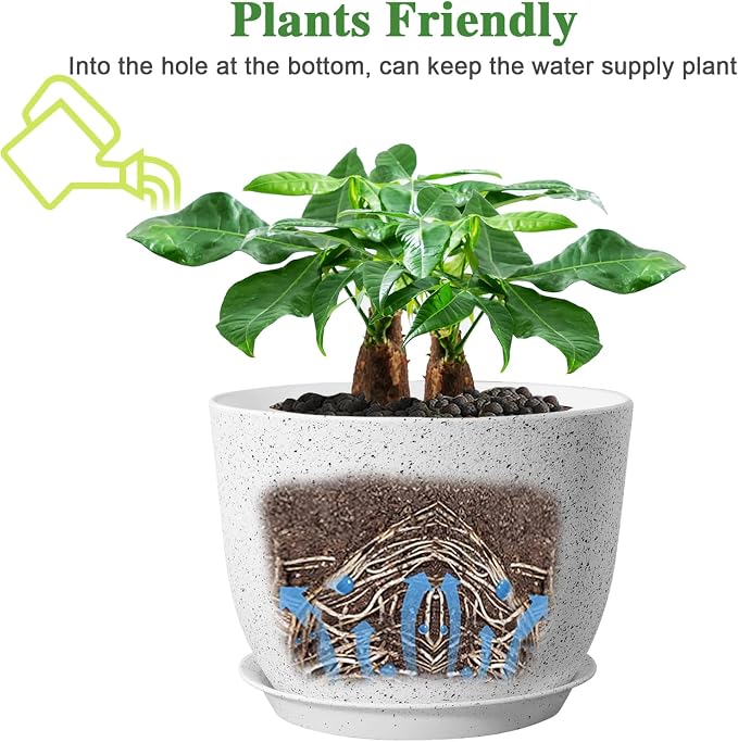 UOUZ 12inch Large Plant Pot, Modern Plastic Planter - Image 4