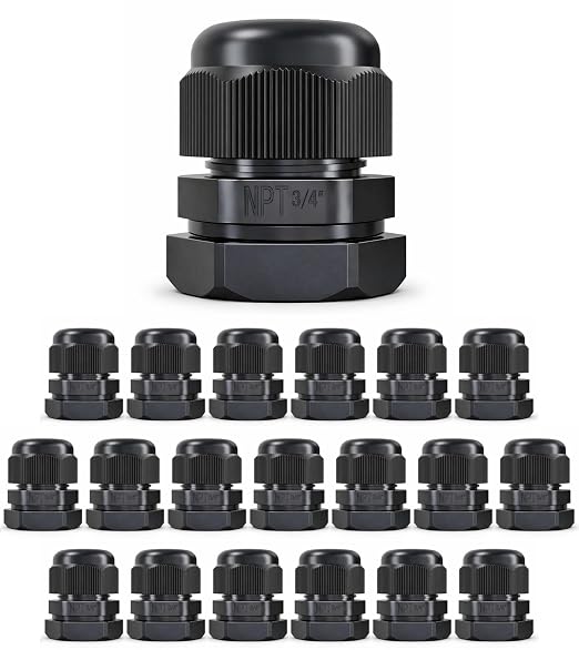 3/4" NPT Strain Relief Nylon Cord Grip Cable Glands by MGISpeedWare