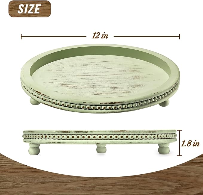 KULEDM Handmade Wooden Decorative Tray, Small Beaded Coffee Table Tray Decor - Image 3