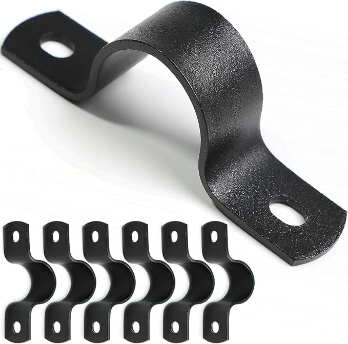 Black U-Clamps 1 INCH Metal Pipe Clamps 2-Hole U-Brackets Suitable by AGUTEA