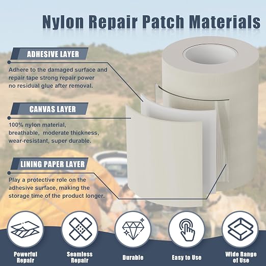 Cahomo 3x79 Nylon Repair Patch Nylon Repair Tape Self Adhesive Fabric Tapes - Image 3