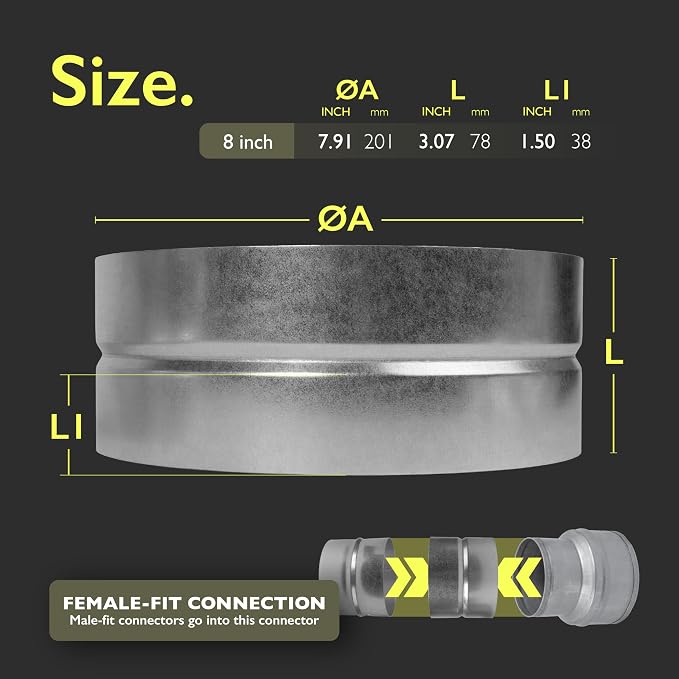 8 Inch Duct Fitting Connector for HVAC Ducting - Image 2