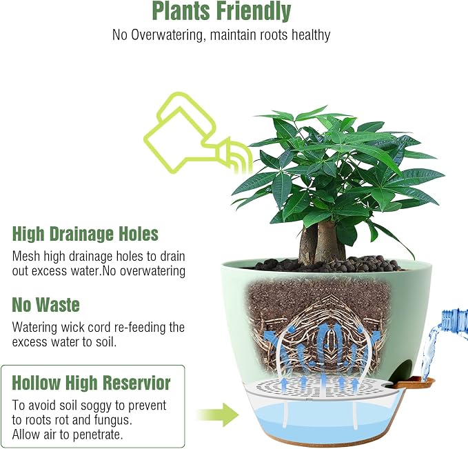 UOUZ 12 inch Large Self Watering Pots, Plastic Planters - Image 3