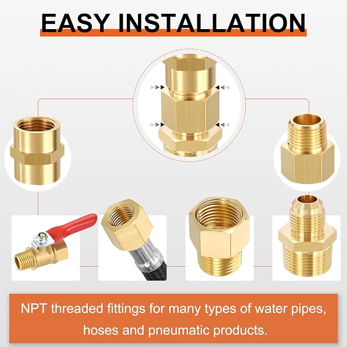 6 Packs Male to FeMale Adapters, 1/2" Male NPT x 1/4" FeMale NPT Brass Hex - Image 5