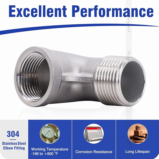 3/4'' NPT Stainless Steel Elbow Fitting, 90 Degree Elbow - Image 4